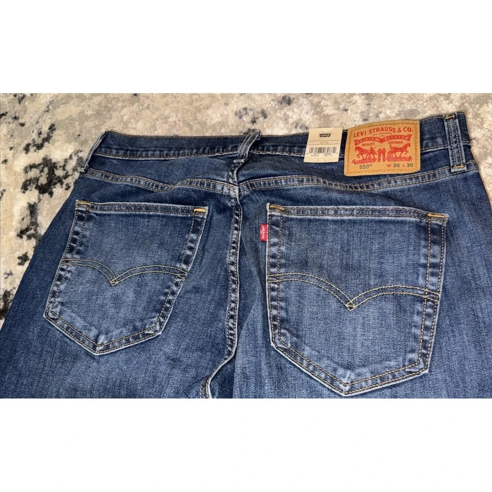 Levi's 559 Relaxed Straight Leg Blue Denim Jeans Mens Sz 36 X 30
